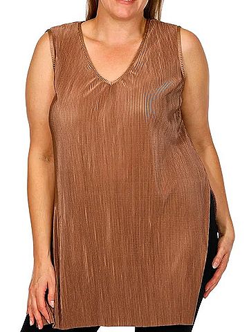 Cyrus Ribbed V-Neck Sleeveless Tunic Sleeveless T-Shirt (view 1)