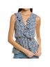Max Studio 100% Polyester Floral Blue White Sleeveless T-Shirt Size S - photo 1