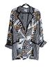 Surya 100% Rayon Houndstooth Stripes Black White Gold Blazer Size L - photo 1