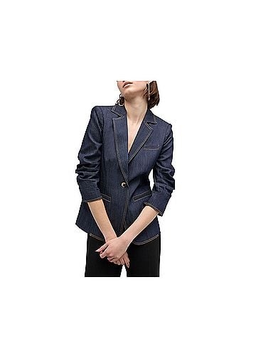 Cinq à Sept Khloe Dark Denim Contrast Blazer Denim Jacket (view 2)