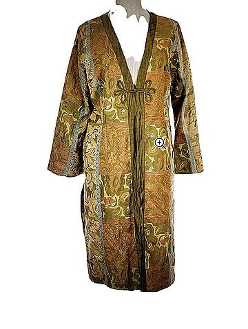 Citron Santa Monica Collection asian style with patchwork of stylized florals on textured weave Jacket (view 1)