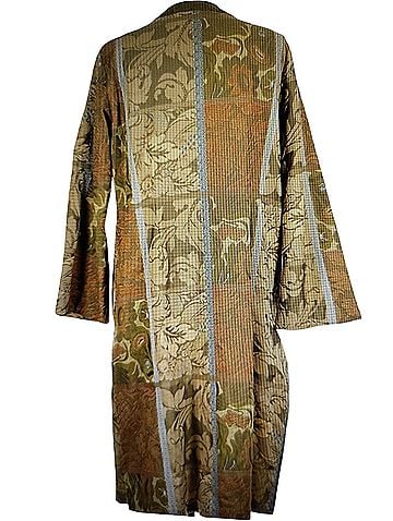 Citron Santa Monica Collection asian style with patchwork of stylized florals on textured weave Jacket (view 2)