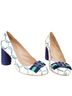 Tory Burch 100% Leather White Green Blue Heels Size 8 1/2 - photo 2