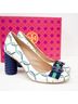 Tory Burch 100% Leather White Green Blue Heels Size 8 1/2 - photo 3