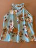 Be Cool 100% Polyester Floral Blue Multi Color Sleeveless Top Size 10 - photo 8