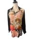ETRO 100% Silk Animal Print Floral Black Multi Color Long Sleeve Blouse Size 6 - photo 1