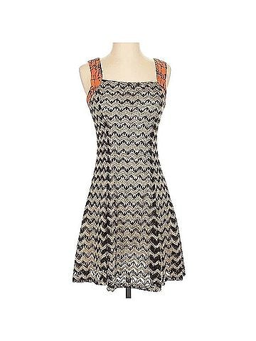 Mystree Anthropologie Chevron Fit & Flare Dress Casual Dress (view 1)