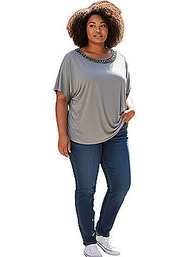 Rose + Olive Rose & Olive Gray Short Sleeve Dolman Blouse Short Sleeve Top (view 1)