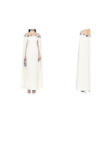 Marchesa Notte Embroidered Illusion Gown Cocktail Dress (view 1)