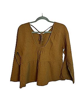 Madewell Textured Open Back Peplum Long Sleeve Blouse (view 2)