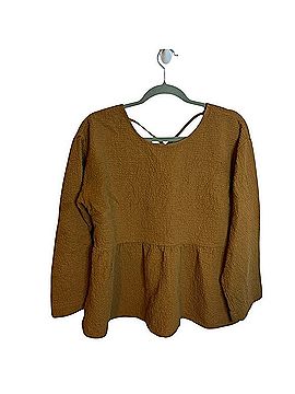 Madewell Textured Open Back Peplum Long Sleeve Blouse (view 1)
