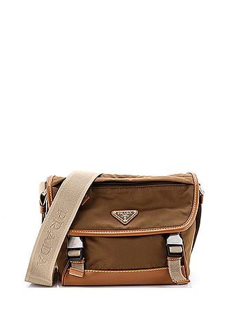 Prada Double Buckle Flap Messenger Bag Re-Nylon with Nappa Leather Small (view 1)
