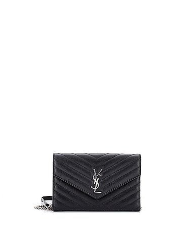 Saint Laurent Classic Monogram Wallet on Chain Matelasse Chevron Leather Small (view 1)