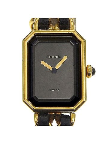 Chanel Chanel Premiere S Watch H0001 Gold Plated x Leather Black Quartz Analog Dial Ladies (view 1)