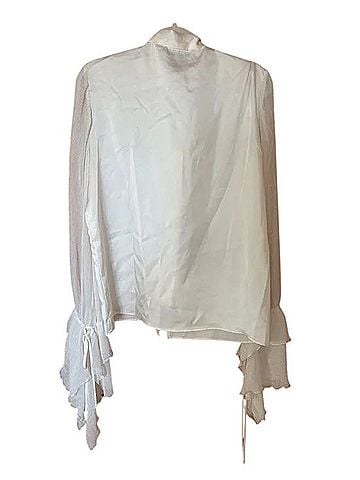 Gracia Tie-Neck Sheer Ruffle Sleeve Blouse Long Sleeve Blouse (view 2)