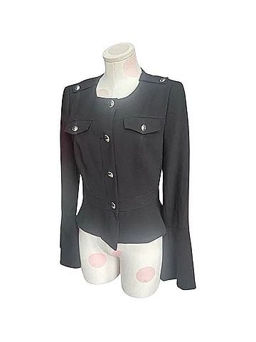White House Black Market Button Front Peplum military style Blazer Jacket (view 1)