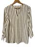 MICHAEL Michael Kors Stripes White Gold Brown Long Sleeve Blouse Size XL - photo 1
