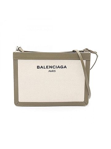 Balenciaga Balenciaga BALENCIAGA Navy Pochette Shoulder Bag Handbag Canvas Leather Women's White/Khaki 339937 (view 1)