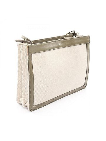 Balenciaga Balenciaga BALENCIAGA Navy Pochette Shoulder Bag Handbag Canvas Leather Women's White/Khaki 339937 (view 2)