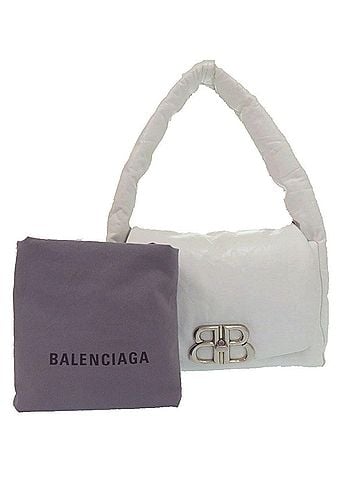 Balenciaga Excellent condition Balenciaga Monaco sling bag, BB logo, 787896, silver hardware, calf leather, white, handbag, one-shoulder 1386BALENCIAGA (view 2)