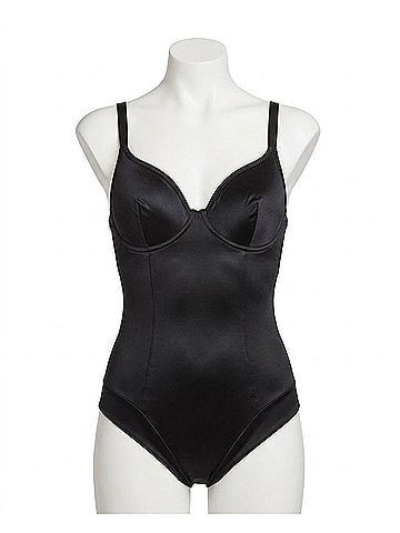 Nicole Miller Shiny Micro Shaping Underwire Bodysuit in Black (view 1)
