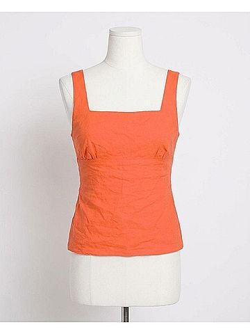 Nicole Miller Cotton Metal Square Neck Cami in Coral (view 1)