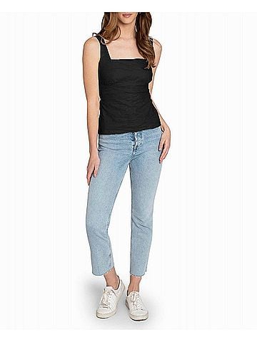 Nicole Miller Cotton Metal Square Neck Cami in Black (view 2)