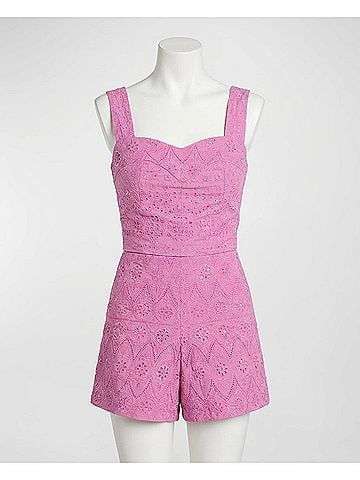 Nicole Miller Embellished Eyelet Crop Top in Lilac (view 1)