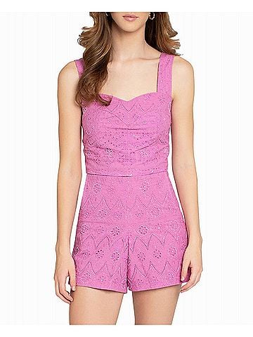 Nicole Miller Embellished Eyelet Crop Top in Lilac (view 2)