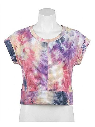 Umgee Tie Dye Ribbed Crop Top in Multi (view 1)