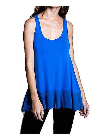 Umgee Pleated Tank Top in Cobalt (view 2)