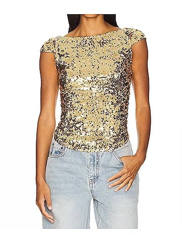 Free People Late Last Night Tee in Gold (view 2)