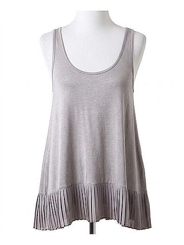 Umgee Pleated Tank Top in Silver (view 1)