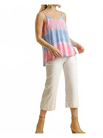 Umgee Tie Dye Tank Top in Pink/Blue (view 2)