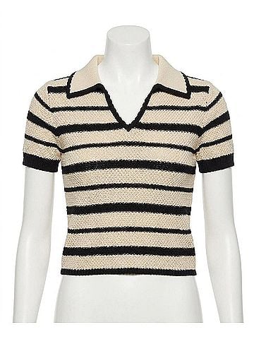 Steve Madden Brayden Stripe Sweater in Black (view 1)