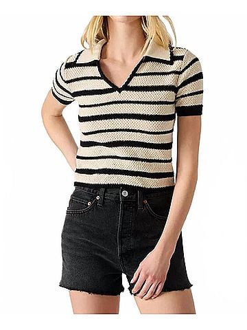 Steve Madden Brayden Stripe Sweater in Black (view 2)