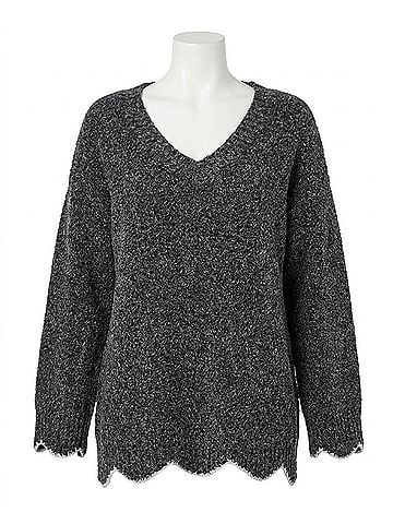 Umgee Zig Zag Pullover Sweater in Black (view 1)