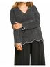 Umgee Black Zig Zag Pullover Sweater in Black Size 1X - photo 2