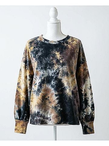 Umgee Tie Dye Twisted Collar Sweater in Gunmetal (view 1)