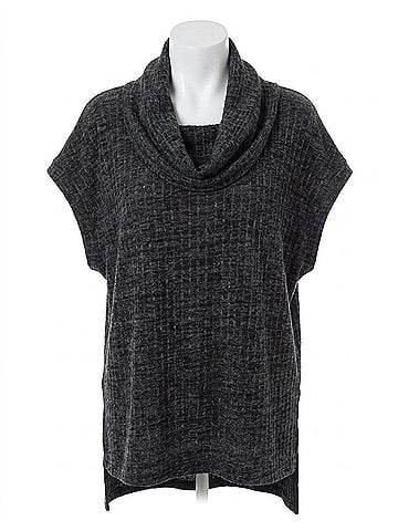 Umgee Cowl Neck Tunic Sweater - Plus in Oreo (view 1)