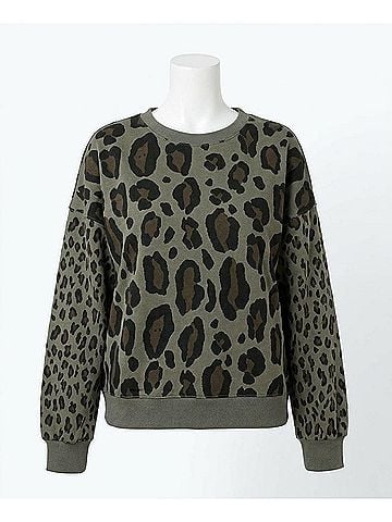 Umgee Wild Leopard Sweater in Olive Mix (view 1)