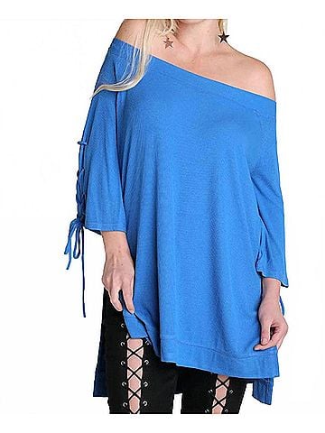Umgee Casual Cutie Lace Up Top in Cobalt (view 2)