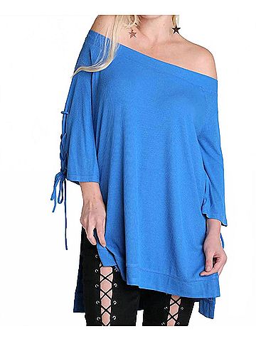Umgee Casual Cutie Lace Up Top in Cobalt (view 2)