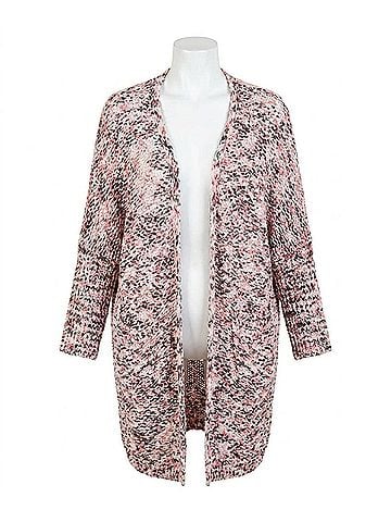 Umgee Tweed Cardigan in Pink Mix (view 1)