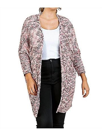 Umgee Tweed Cardigan in Pink Mix (view 2)