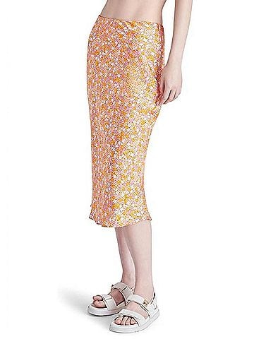 Steve Madden Mindy Midi Skirt in Orange Blossum (view 2)