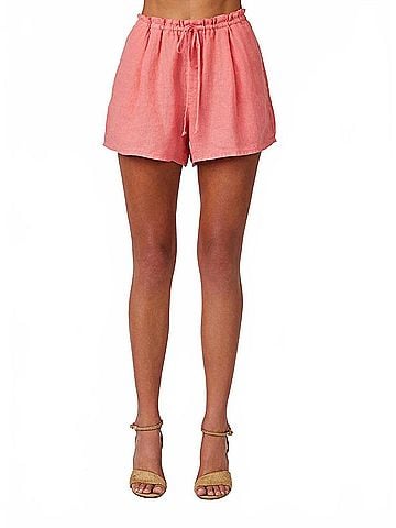Bella Dahl Ruffle Waist Short in Camellia Coral (view 2)