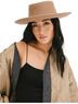 Gigi Pip 100% Wool Solid Tan Black Fedora Size 57 S/M - photo 1