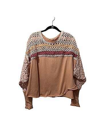 Free People High Hopes Crochet Top Long Sleeve Blouse (view 2)