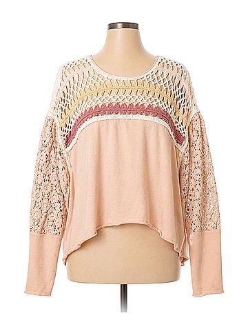 Free People High Hopes Crochet Top Long Sleeve Blouse (view 1)